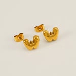 Gold color / 1 Pair Simple Series Elegant Letter W Titanium Steel  Gold Color Women's Stud Earrings Picture23